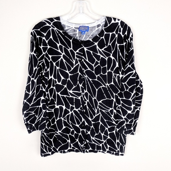 Pendleton | Black White Print Cardigan - H11 - Picture 1 of 6